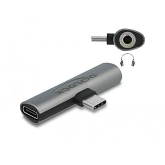DeLOCK Adattatore audio USB Type-C per Jack femmina Stereo e USB Type-C PD grigio