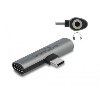 DeLOCK Audio Adapter USB Type-C to Stereo Jack female and USB Type-C PD grey