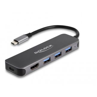 DeLOCK 3 Port USB Hub and 4K HDMI output with USB Type-C connection and PD 85 Watt