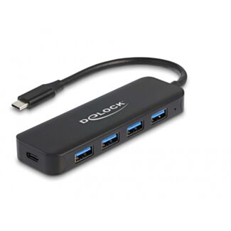 DeLOCK Hub USB Type-C a 4 porte USB 3.2 Gen 1 con erogazione di potenza da 85 Watt