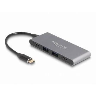 DeLOCK 4 Port USB Type-C Hub with 2 x USB Type-A and 2 x USB Type-C 10 Gbps