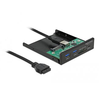 DeLOCK Pannello frontale da 3.5″ USB 5 Gbps 1 x USB Type-C + 2 x USB di Tipo-A + SD e slot Micro SD