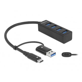 DeLOCK Hub USB 5 Gbps a 4 porte con connessione USB Type-C o connettore USB Tipo-A