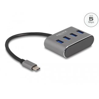 DeLOCK 4 Port USB 5 Gbps Hub with USB Type-C connector – USB Type-A ports on top