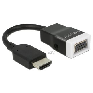 DeLOCK 65587 video cable adapter HDMI Type A (Standard) VGA (D-Sub) + 3.5mm Black, White