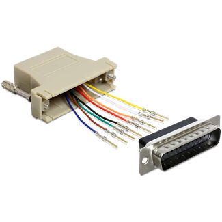DeLOCK 65433 adattatore per inversione del genere dei cavi Sub-D 25p RJ45 Nero, Grigio, Argento