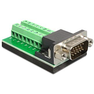 DeLOCK 65424 adattatore per inversione del genere dei cavi VGA 16p Nero, Verde, Argento