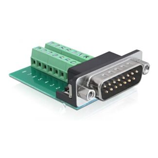 DeLOCK 65275 adattatore per inversione del genere dei cavi Sub-D 15 pin Gameport 16 pin Terminal block Verde