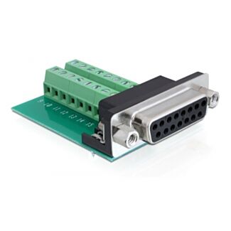 DeLOCK 65274 adattatore per inversione del genere dei cavi Sub-D 15 pin Gameport 16 pin Terminal block Verde