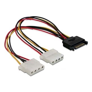 DeLOCK SATA 15pin > 2x 4pin Molex female 20cm