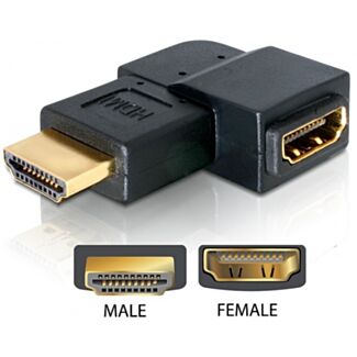 DeLOCK Adapter HDMI male > HDMI female 90° left HDMI 1.3 Nero