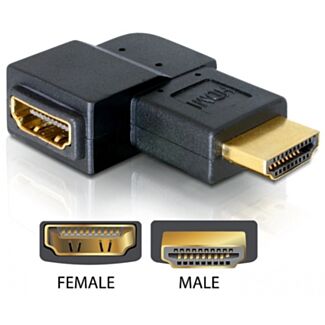 DeLOCK Adapter HDMI male > HDMI female 90° right HDMI 1.3 Nero