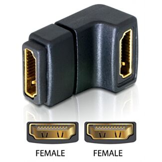 DeLOCK Adapter HDMI female > HDMI female 90° down HDMI 1.3 Nero