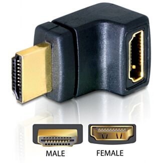 DeLOCK HDMI Stecker > HDMI Buchse 90° oben HDMI 1.3 Nero