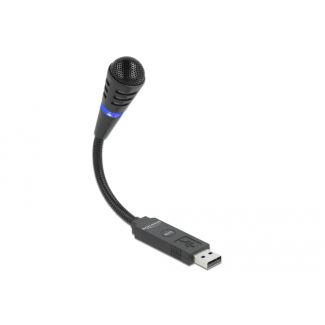 DeLOCK Microfono USB per gaming con collo d'oca e pulsante di silenziamento