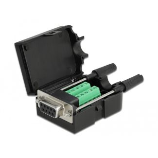 DeLOCK 66257 wire connector Sub-D 9, 10 pin terminal block Black