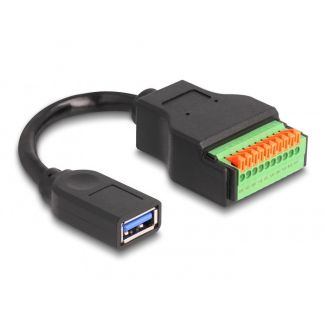 DeLOCK Cavo USB 3.2 Gen 1 Tipo-A femmina per adattatore morsettiera con pulsante 15 cm