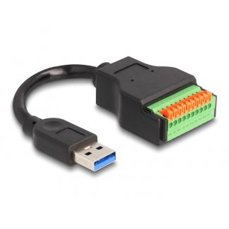 DeLOCK Cavo USB 3.2 Gen 1 Tipo-A maschio per adattatore morsettiera con pulsante 15 cm
