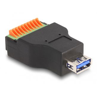 DeLOCK USB 3.2 Gen 1 Type-A female to Terminal Block Adapter with push button