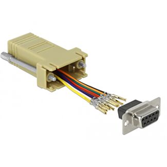 DeLOCK 66164 adattatore per inversione del genere dei cavi Sub-D 9 pin Rj-45 Nero, Grigio, Acciaio inox
