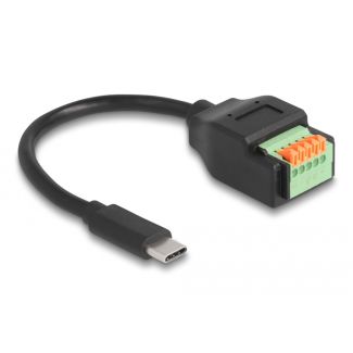 DeLOCK Cavo USB 2.0 USB Type-C maschio per adattatore morsettiera con pulsante 15 cm