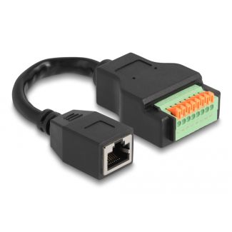 DeLOCK Cavo RJ45 Cat.5e femmina per adattatore morsettiera con pulsante da 15 cm