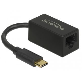 DeLOCK Adapter SuperSpeed USB (USB 3.2 Gen 1) with USB Type-C™ male > Gigabit LAN 10/100/1000 Mbps compact black