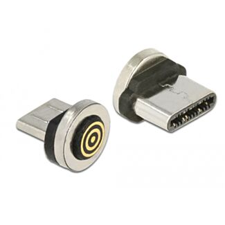 DeLOCK 65933 adattatore per inversione del genere dei cavi USB Type-C magnet interface Nero, Acciaio inox