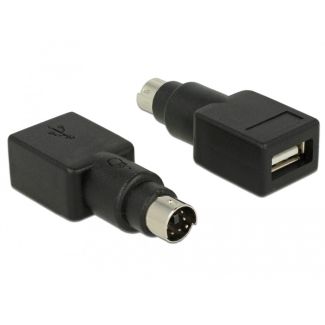 DeLOCK 65898 cable gender changer PS/2 USB Type-A Black, Stainless steel