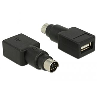 DeLOCK 65898 adattatore per inversione del genere dei cavi PS/2 USB tipo A Nero, Acciaio inox
