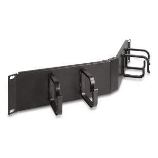 DeLOCK 19″ Cable Management Routing Panel with 4 hooks 2U angled black