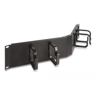 DeLOCK Pannello di gestione dei cavi da 19″ con 4 ganci 2U angolato nero
