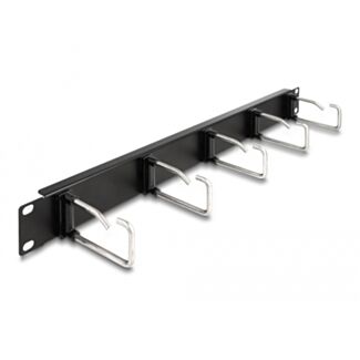 DeLOCK Pannello di gestione dei cavi da 19″ con 5 ganci di metallo 1U nero