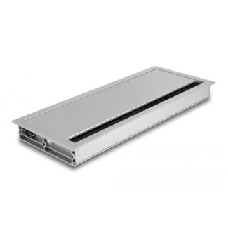 DeLOCK Passacavo per montaggio su tavolo con spazzola 300 x 120 x 28 mm argento