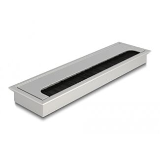 DeLOCK Passacavo per montaggio su tavolo con spazzola 280 x 80 x 28 mm argento
