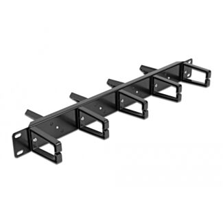 DeLOCK Pannello di gestione dei cavi da 19″ entrambi i lati con 9 ganci (5 verticali, 4 inclinati a 45°) 1U nero