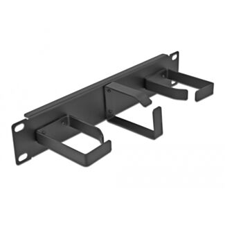 DeLOCK Pannello di gestione dei cavi da 10″ con 3 ganci di metallo (2 orizzontali, 1 verticale) 1U nero