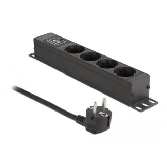 DeLOCK Presa di corrente da 10″ a 4 vie con protezione dalle sovratensioni 1U nero