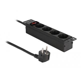 DeLOCK Presa di corrente da 10″ a 4 vie con interruttore di contatto di protezione 1U nero