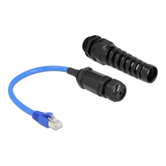 DeLOCK Cable RJ45 plug to RJ45 jack Cat.6 waterproof with cable gland and bend protection