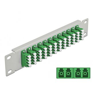 DeLOCK Pannello patch da 10″ in fibra ottica a 12 porte per LC Quad verde 1U grigio