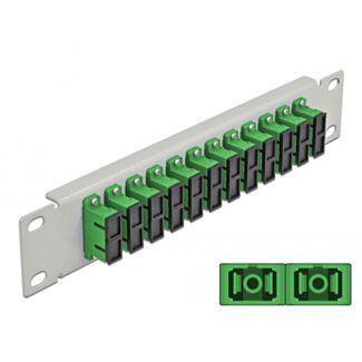 DeLOCK Pannello patch da 10″ in fibra ottica a 12 porte per SC Duplex verde 1U grigio