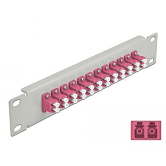 DeLOCK Pannello patch da 10″ in fibra ottica a 12 porte per LC Duplex viola 1U grigio