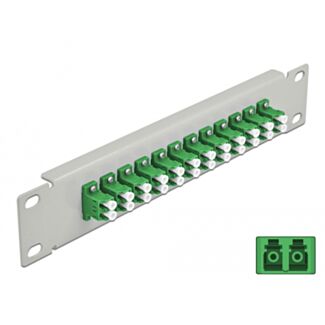 DeLOCK Pannello patch da 10″ in fibra ottica a 12 porte per LC Duplex verde 1U grigio