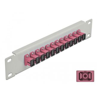 DeLOCK 10″ Fiber Optic Patch Panel 12 Port SC Simplex violet 1U grey