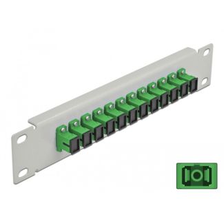 DeLOCK 10″ Fiber Optic Patch Panel 12 Port SC Simplex green 1U grey