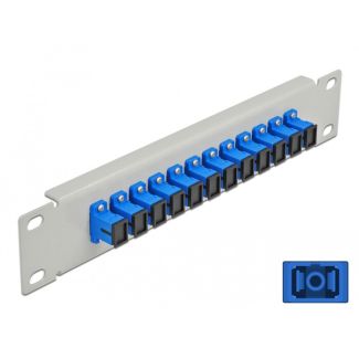 DeLOCK 10″ Fiber Optic Patch Panel 12 Port SC Simplex blue 1U grey