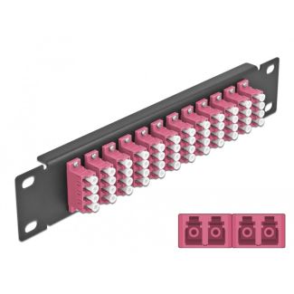 DeLOCK 10″ Fiber Optic Patch Panel 12 Port LC Quad violet 1U black