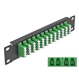 DeLOCK Pannello patch da 10″ in fibra ottica a 12 porte per LC Quad verde 1U nero