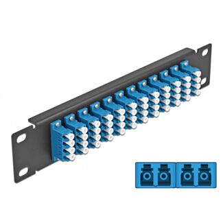 DeLOCK Pannello patch da 10″ in fibra ottica a 12 porte per LC Quad blu 1U nero